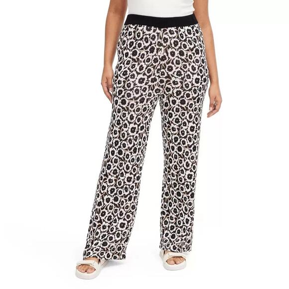 Diane von Furstenberg Target Womens Knit Floral Wide Leg Lounge Pants Plus Sz 1X - Picture 1 of 7